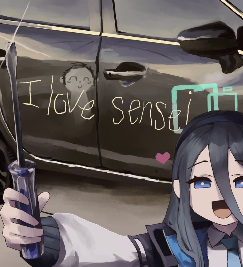 sensei, doodle sensei, and aris (blue archive) drawn by kai_xin