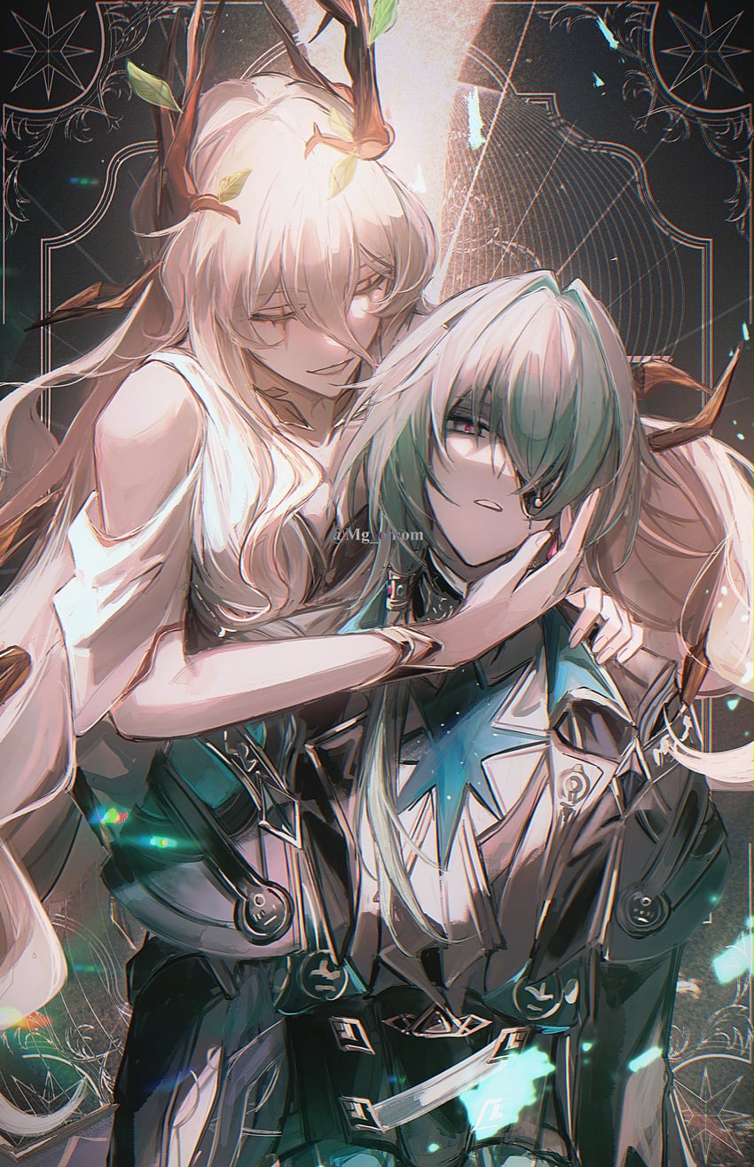 anaxa and calypso (honkai and 1 more) drawn by mg_omom