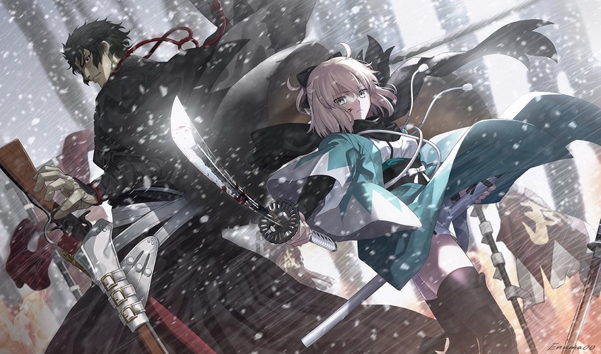 okita souji and hijikata toshizou (fate and 1 more) drawn by aora
