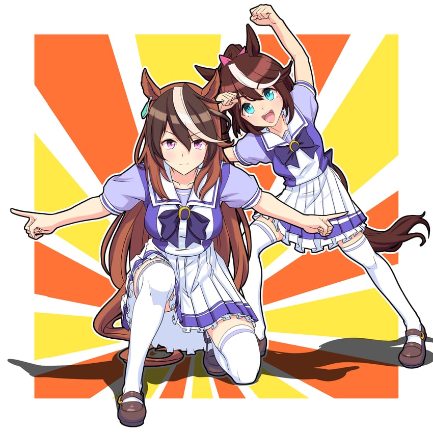 tokai teio and symboli rudolf (umamusume and 1 more) drawn by cheesecake_(artist)