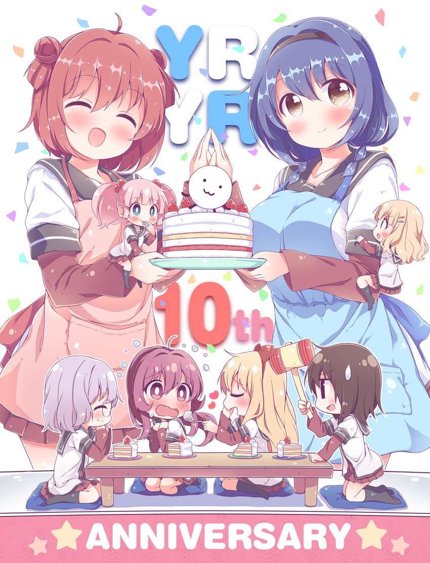 toshinou kyouko, akaza akari, funami yui, yoshikawa chinatsu, oomuro sakurako, and 4 more (yuruyuri) drawn by takahero