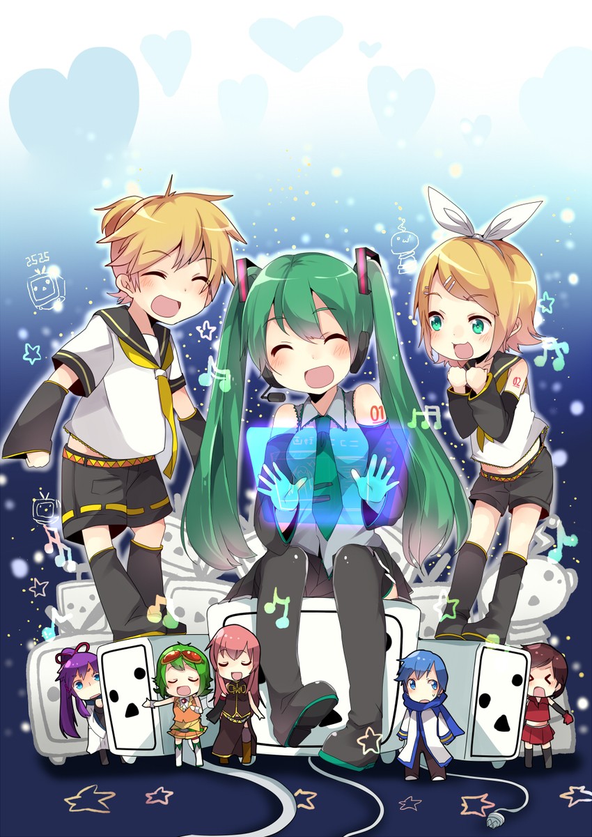 hatsune miku, kagamine rin, and kagamine len (vocaloid and 1 more) drawn by pun2