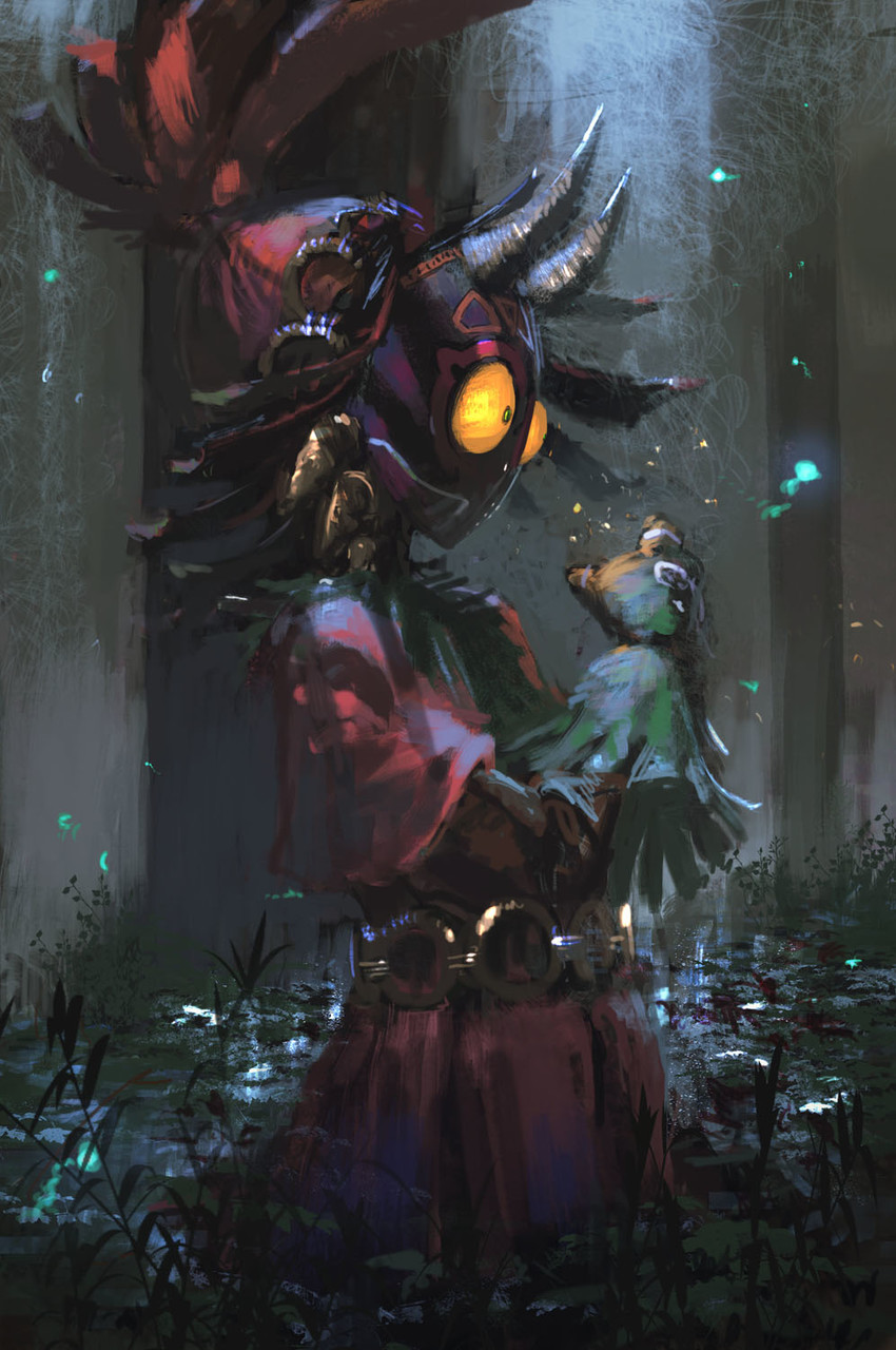 majora and skull kid (the legend of zelda and 1 more) drawn by rounin_(amuza)