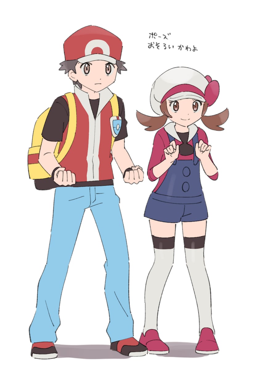 red and lyra (pokemon and 1 more) drawn by pumpkinpan