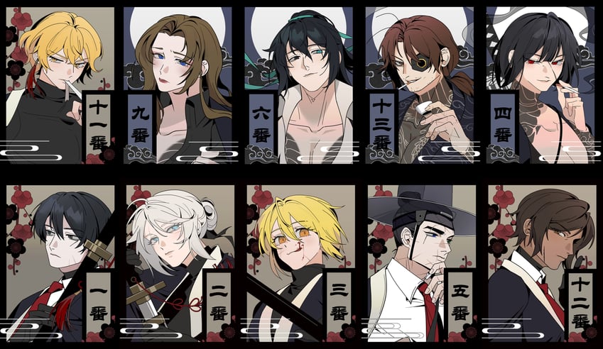 don quixote, faust, sinclair, yi sang, hong lu, and 5 more (project moon and 1 more) drawn by nanrongmian