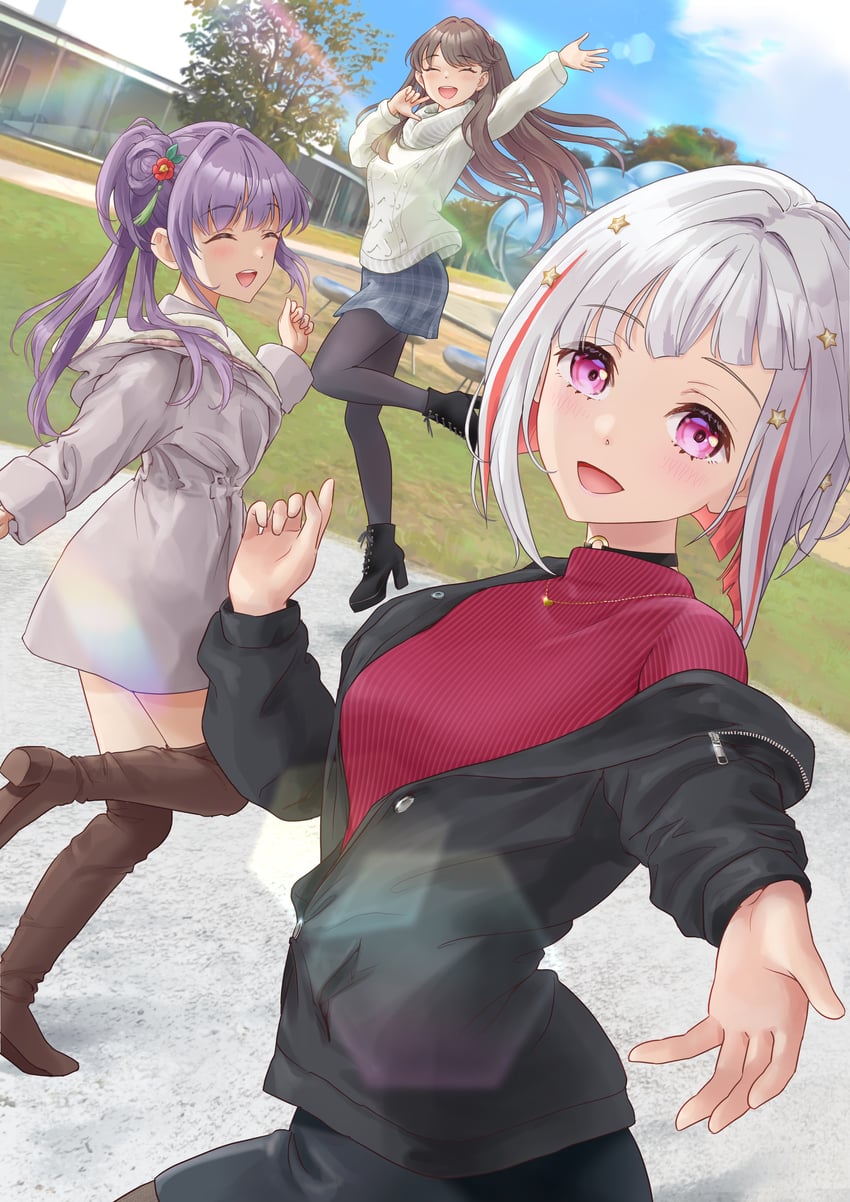 fujishima megumi, otomune kozue, and yugiri tsuzuri (love live! and 1 more) drawn by kobassy