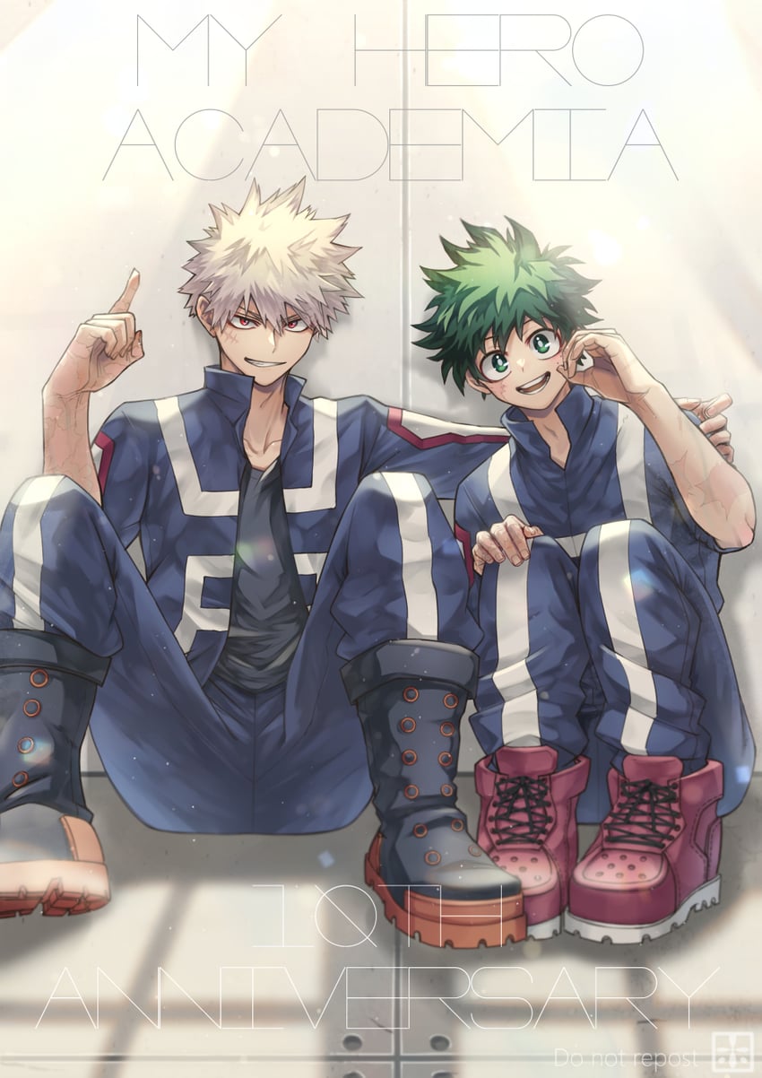 midoriya izuku and bakugou katsuki (boku no hero academia) drawn by ho_(dotto615)