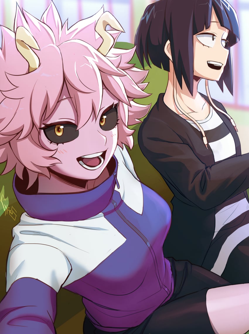 ashido mina and jiro kyoka (boku no hero academia) drawn by cyfrus