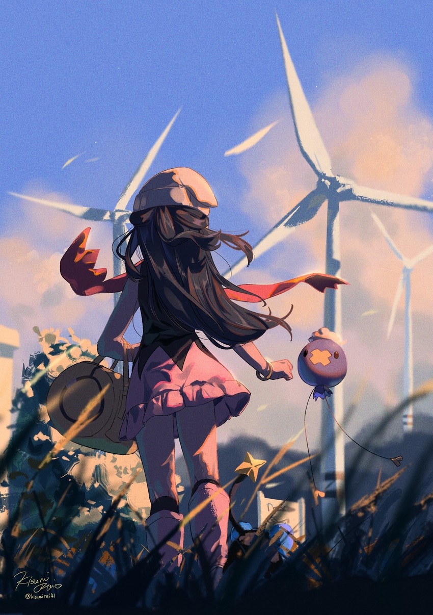 dawn, drifloon, and shinx (pokemon and 1 more) drawn by kisumi_rei