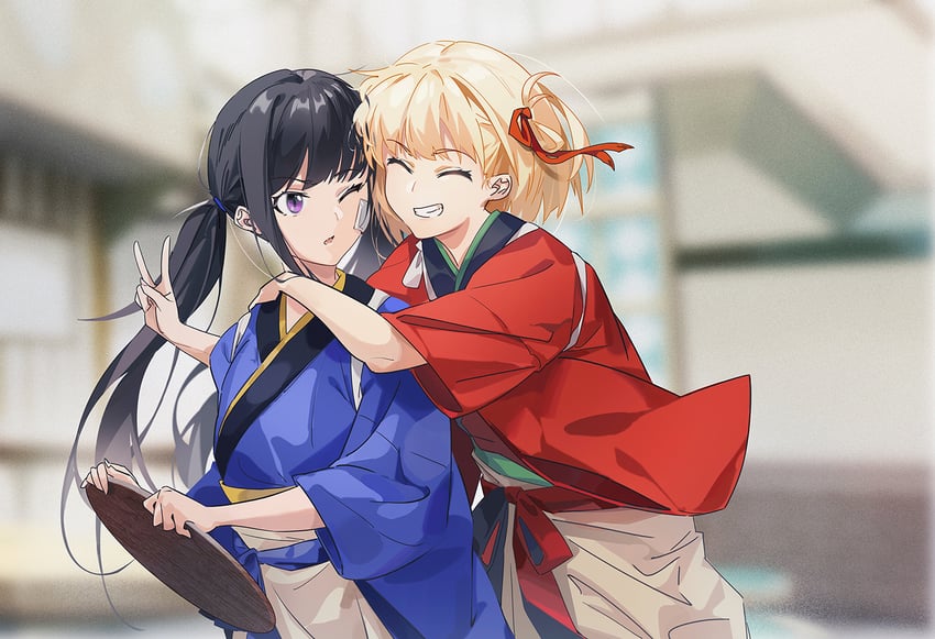 nishikigi chisato and inoue takina (lycoris recoil) drawn by tr6xx