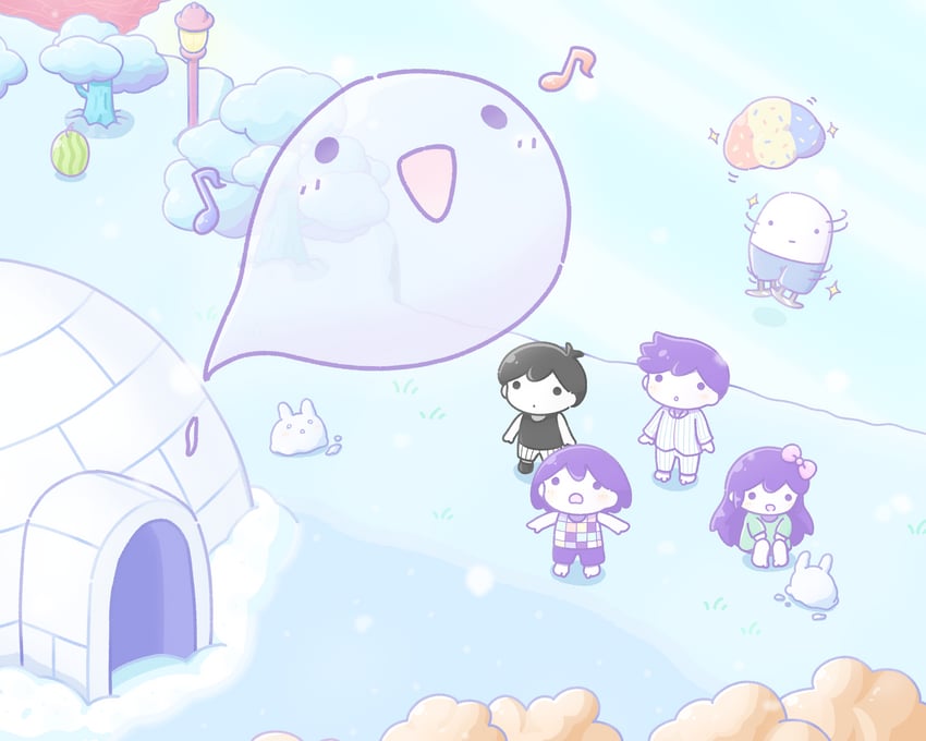 omori, aubrey, kel, hero, jash, and 1 more (omori) drawn by wafu_(wafu39080)
