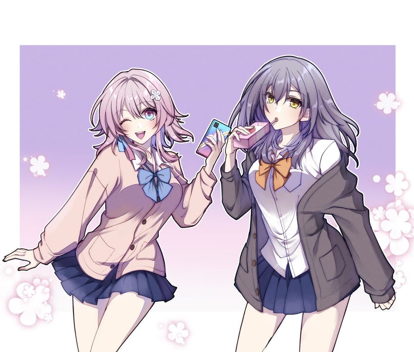 trailblazer, stelle, and march 7th (honkai and 1 more) drawn by kirahoshi