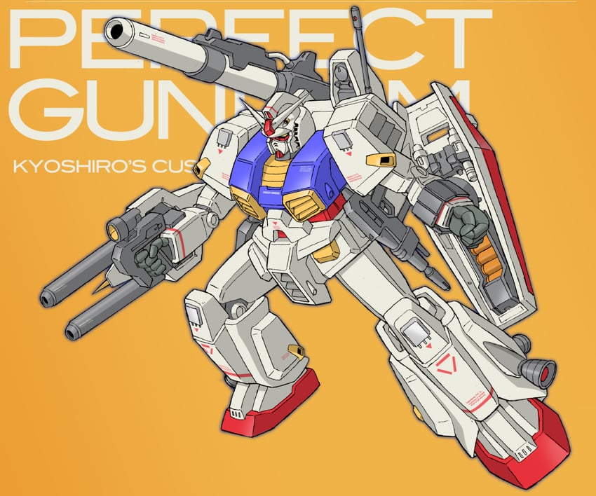 rx-78-2 gundam and perfect gundam (original and 2 more) drawn by fujiwara_yuuzou