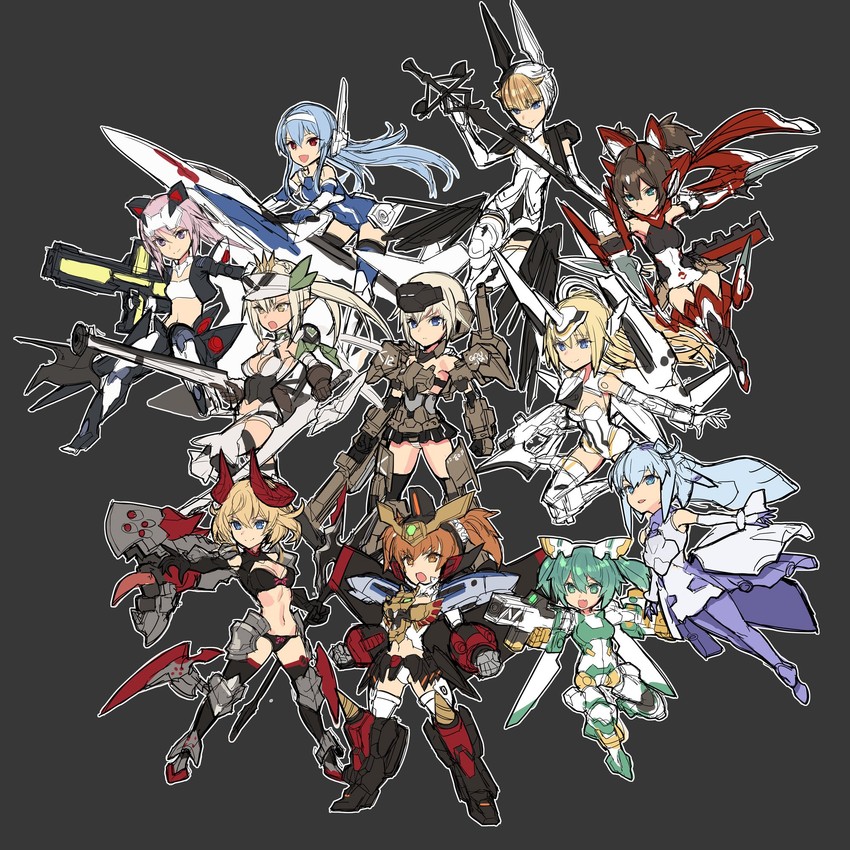sara, gourai, hirasaka yotsuyu, gaogaigar, arnval mk2, and 7 more (gundam and 14 more) drawn by sigm@