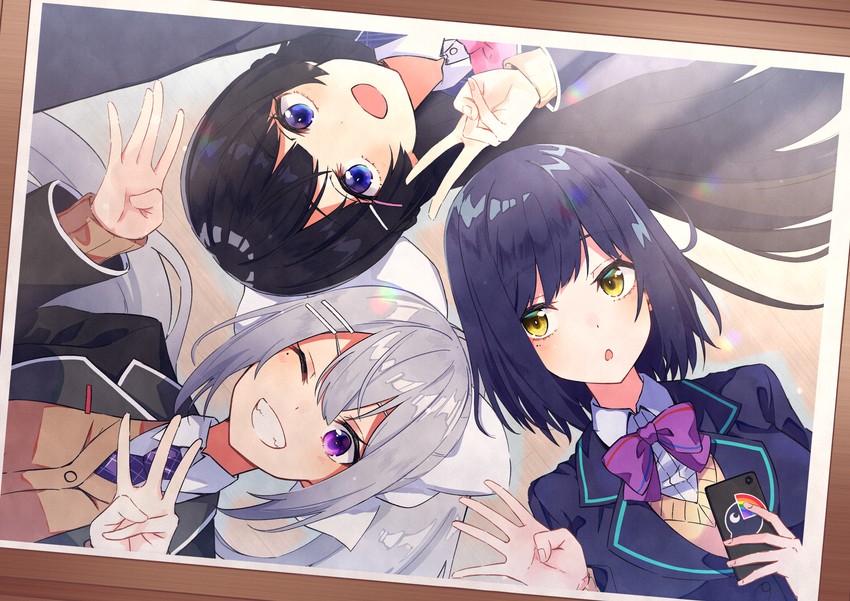 tsukino mito, higuchi kaede, and shizuka rin (nijisanji) drawn by talunilu_uu3