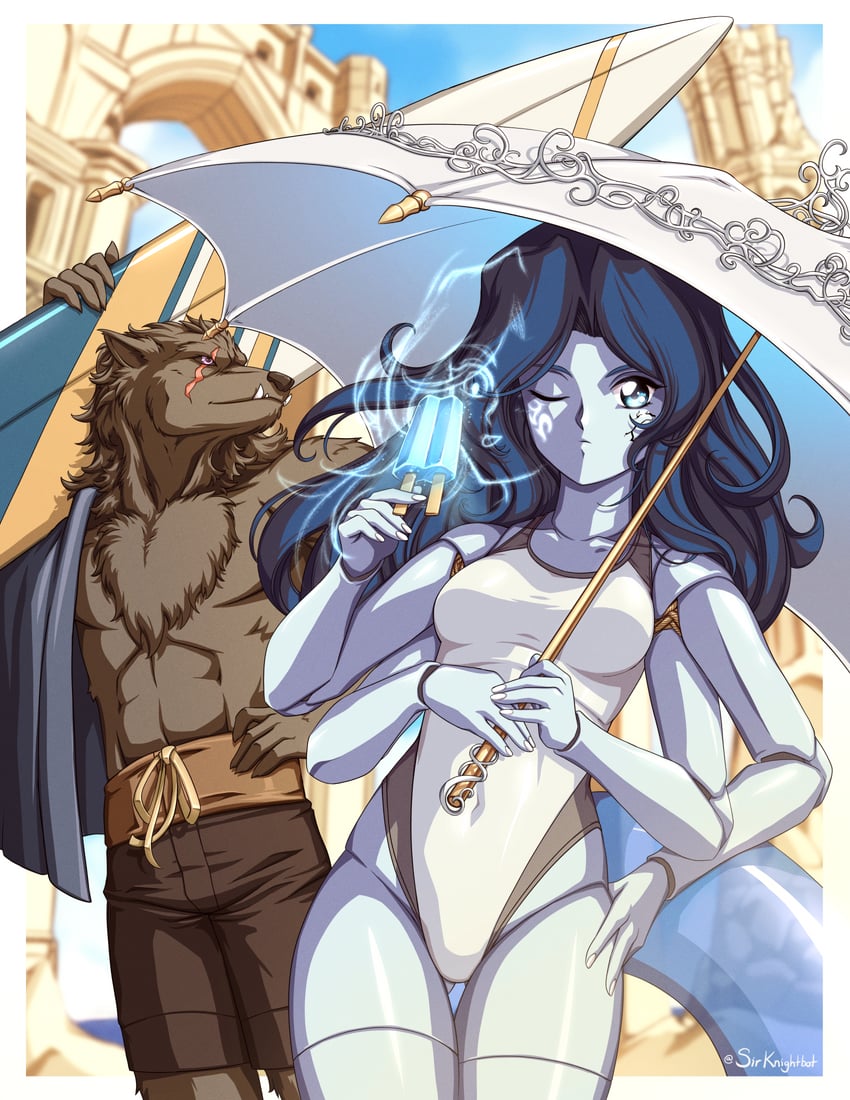 ranni the witch and blaidd the half-wolf (elden ring) drawn by sirknightbot