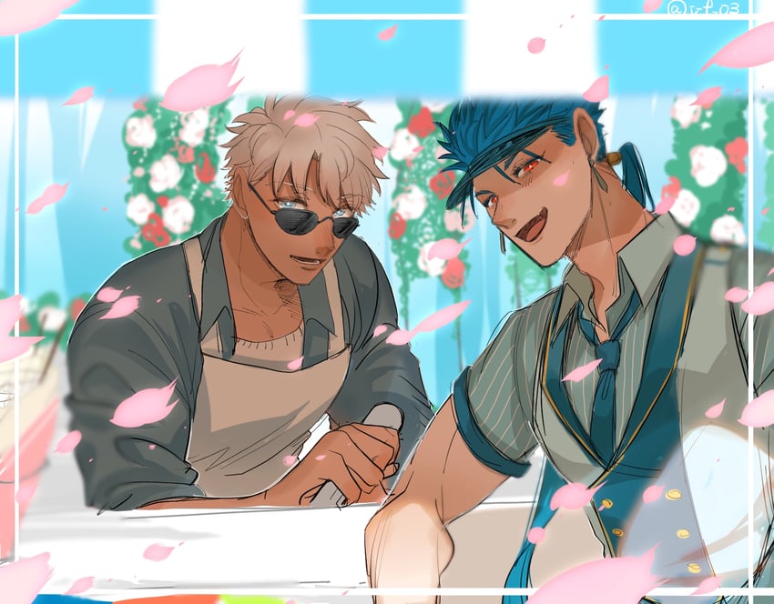 cu chulainn and archer (fate and 1 more) drawn by gornosuke