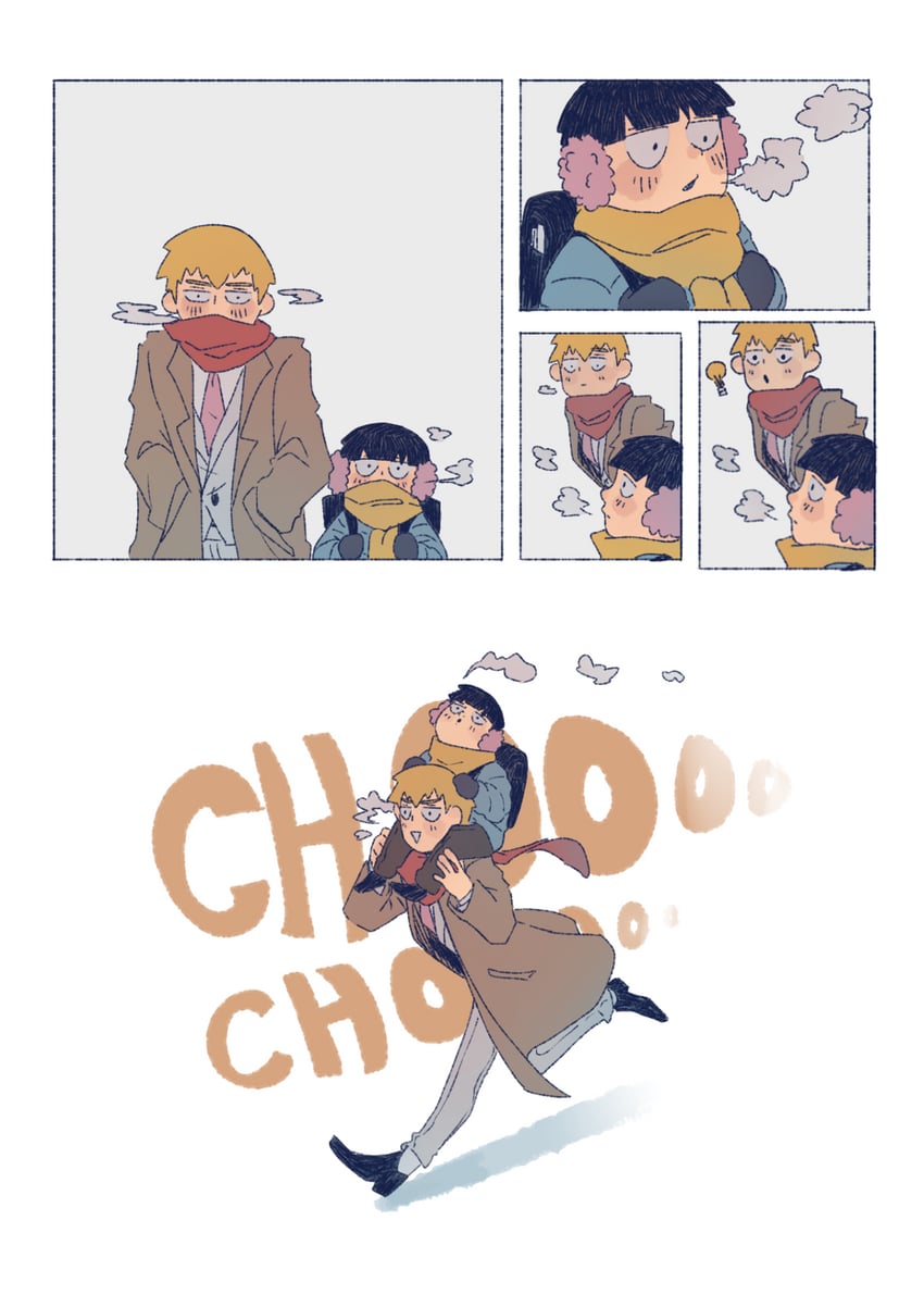 kageyama shigeo and reigen arataka (mob psycho 100) drawn by cutystuffy
