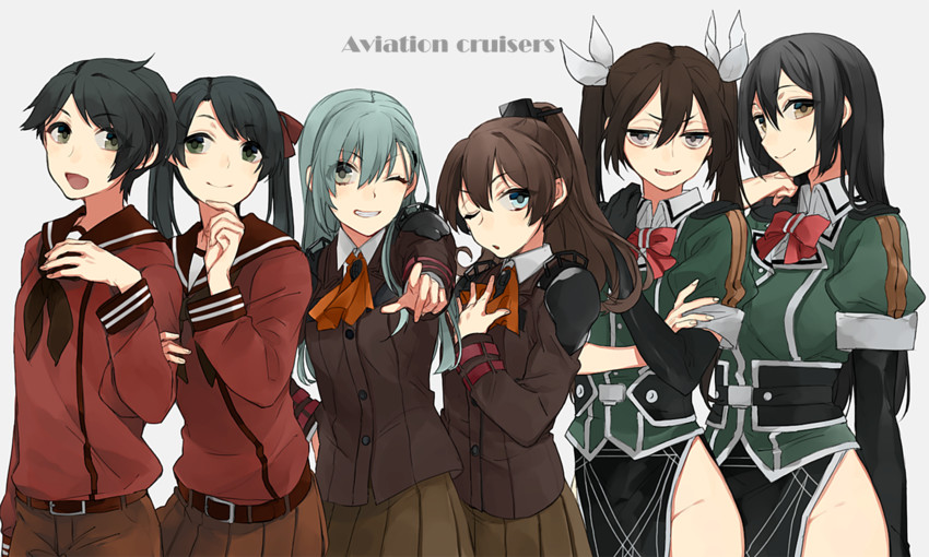 suzuya, kumano, mogami, tone, mikuma, and 3 more (kantai collection) drawn by hita_(hitapita)