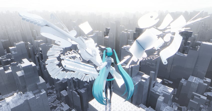 hatsune miku (vocaloid and 1 more) drawn by an_yb