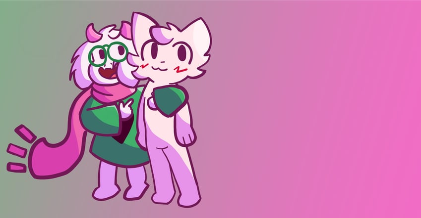 ralsei and boykisser (deltarune and 1 more) drawn by blooope