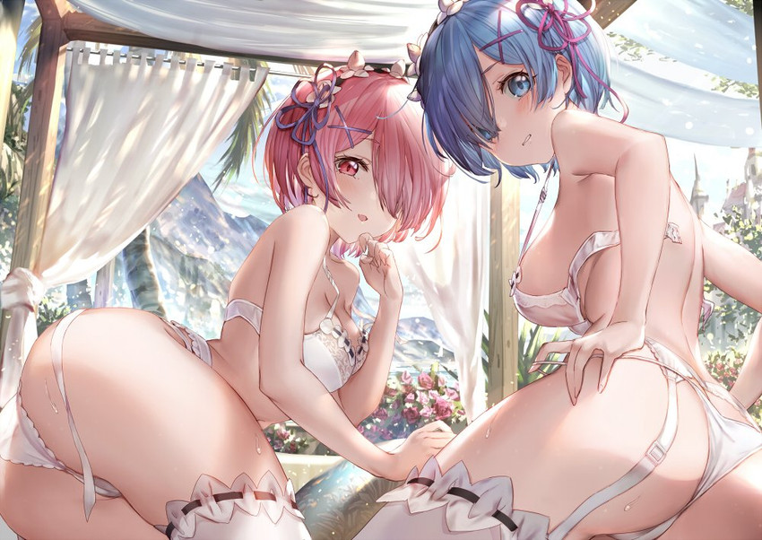 rem and ram (re:zero kara hajimeru isekai seikatsu) drawn by 77gl