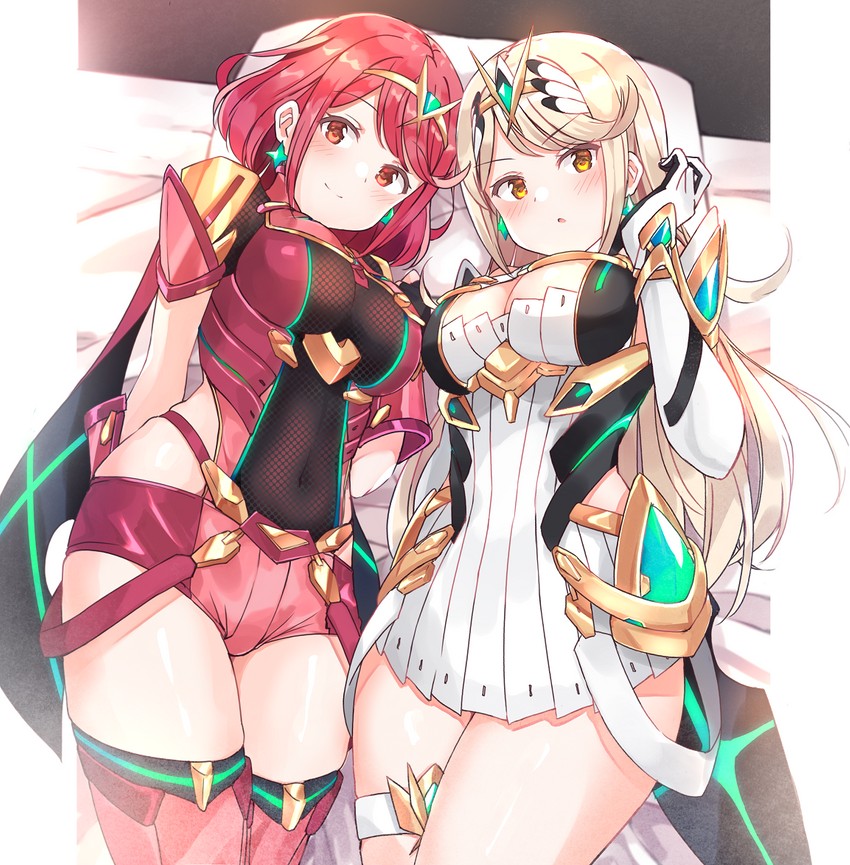 pyra and mythra (xenoblade chronicles and 1 more) drawn by shiitake_taishi