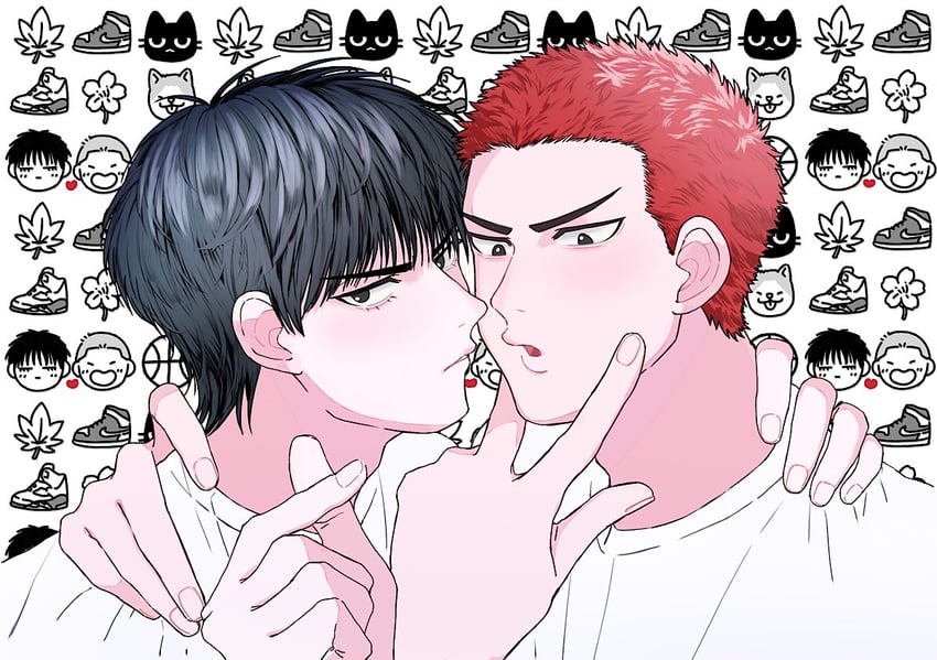 sakuragi hanamichi and rukawa kaede (slam dunk) drawn by yomomomoji