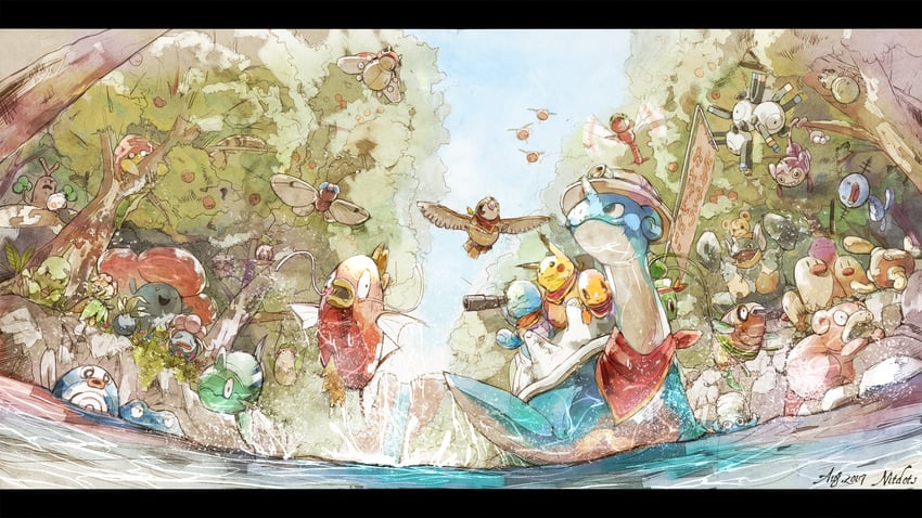 pikachu, squirtle, charmander, magnemite, lapras, and 32 more (pokemon) drawn by funeumi