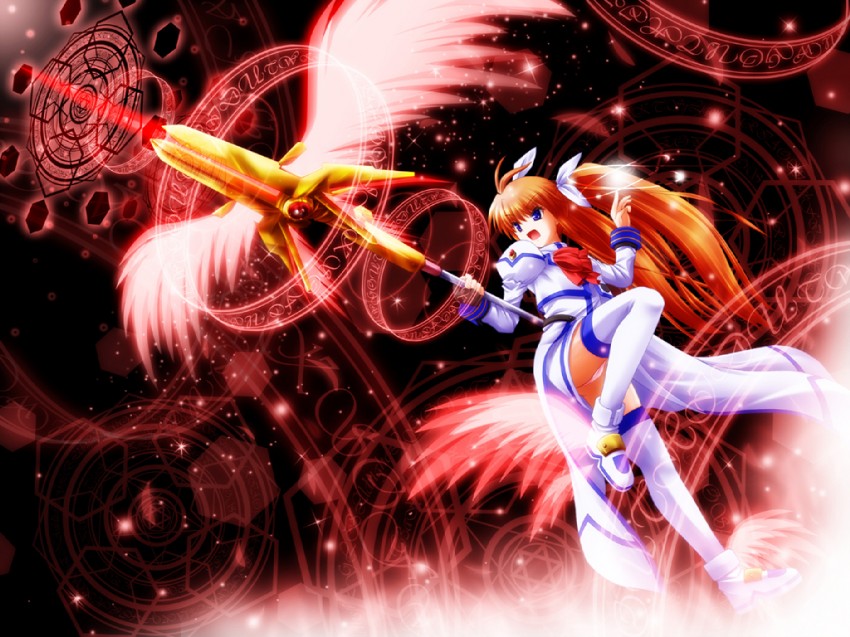 takamachi nanoha and raising heart (lyrical nanoha and 1 more) drawn by akashio_(loli_ace)