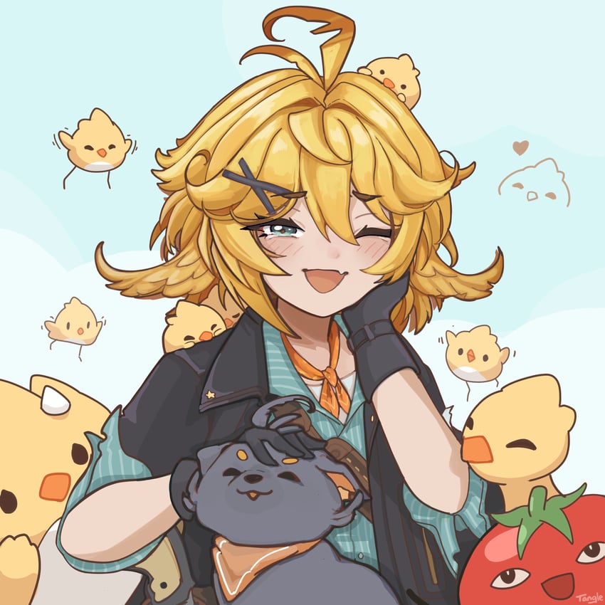 dokibird, dragoon, and doki amber doge (indie virtual youtuber) drawn by untangledtangle