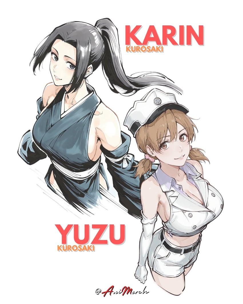 kurosaki karin and kurosaki yuzu (bleach) drawn by animerch_x