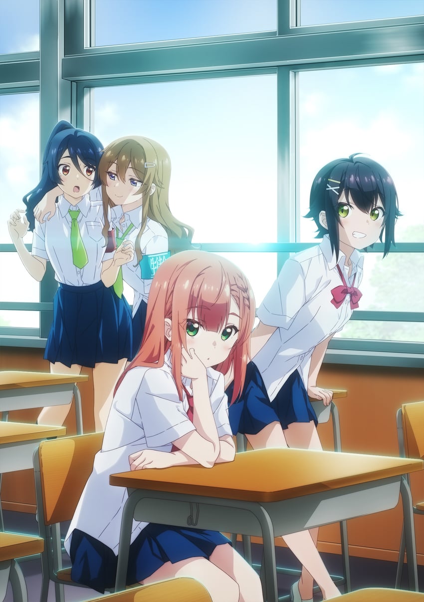 natsukawa aika, sajou kaede, ashida kei, and shinomiya rin (yumemiru danshi wa genjitsushugisha)