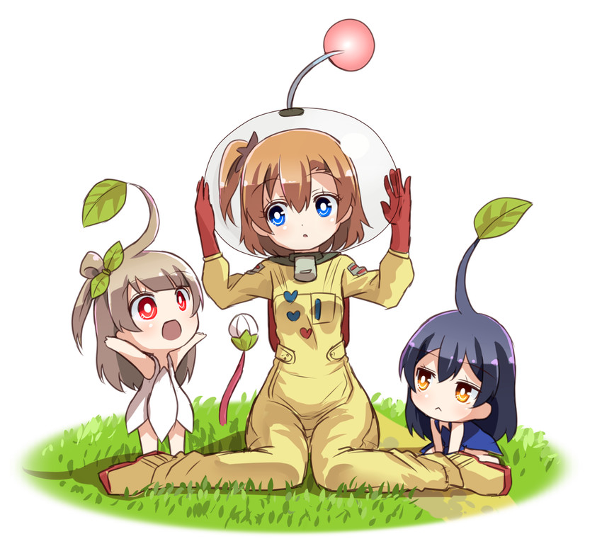 sonoda umi, minami kotori, kosaka honoka, and olimar (love live! and 2 more) drawn by shipii_(jigglypuff)