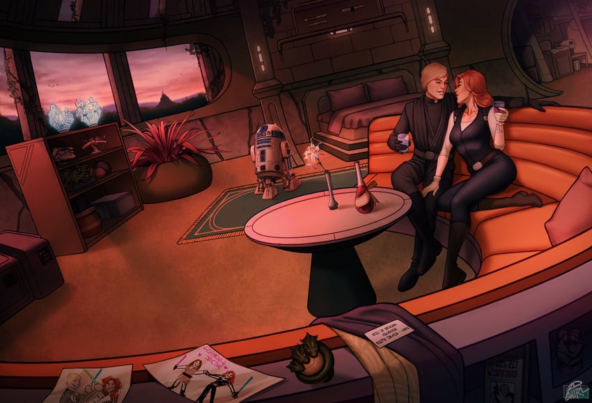 luke skywalker, r2-d2, and mara jade (star wars) drawn by t-o-c-a