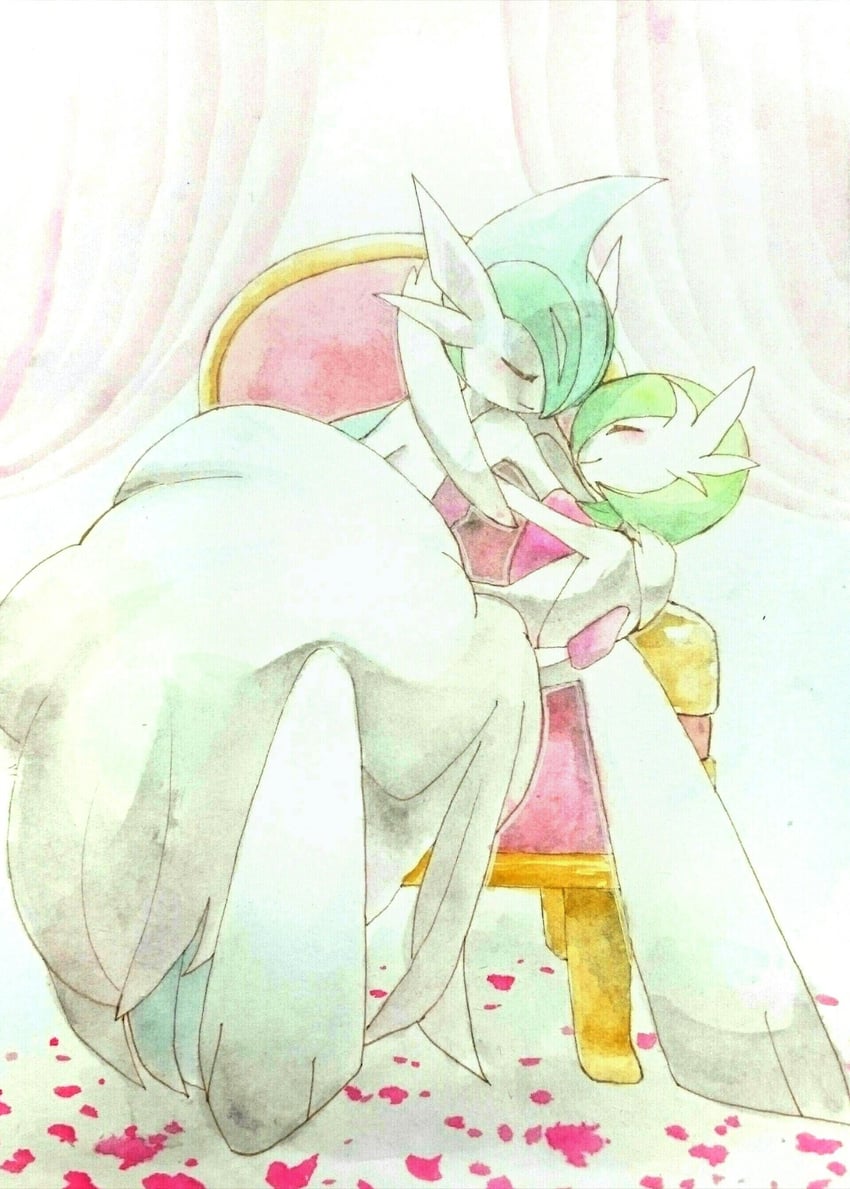gardevoir, mega gardevoir, gallade, and mega gallade (pokemon) drawn by blue_sketch247