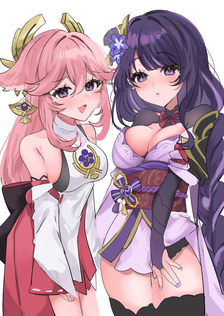 raiden shogun and yae miko (genshin impact) drawn by anone2259