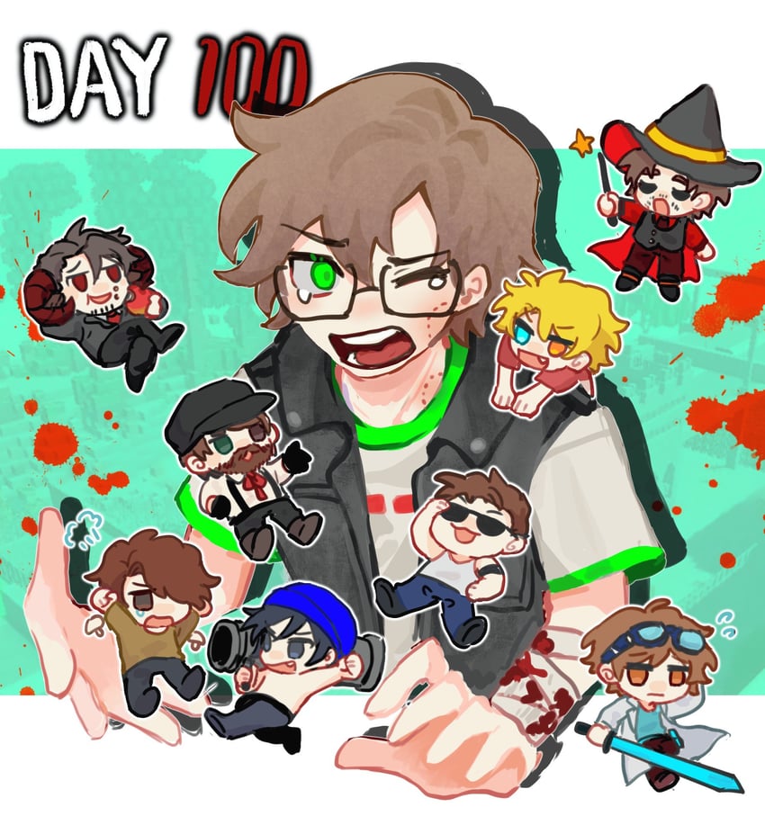 ranboo, quackity, wilbur soot, tommyinnit, slimecicle, and 10 more (minecraft youtube and 1 more) drawn by wangling_yinduren