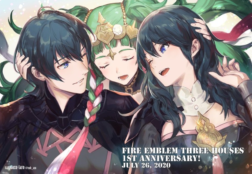 female byleth, male byleth, and sothis (fire emblem and 1 more) drawn by azu-taro