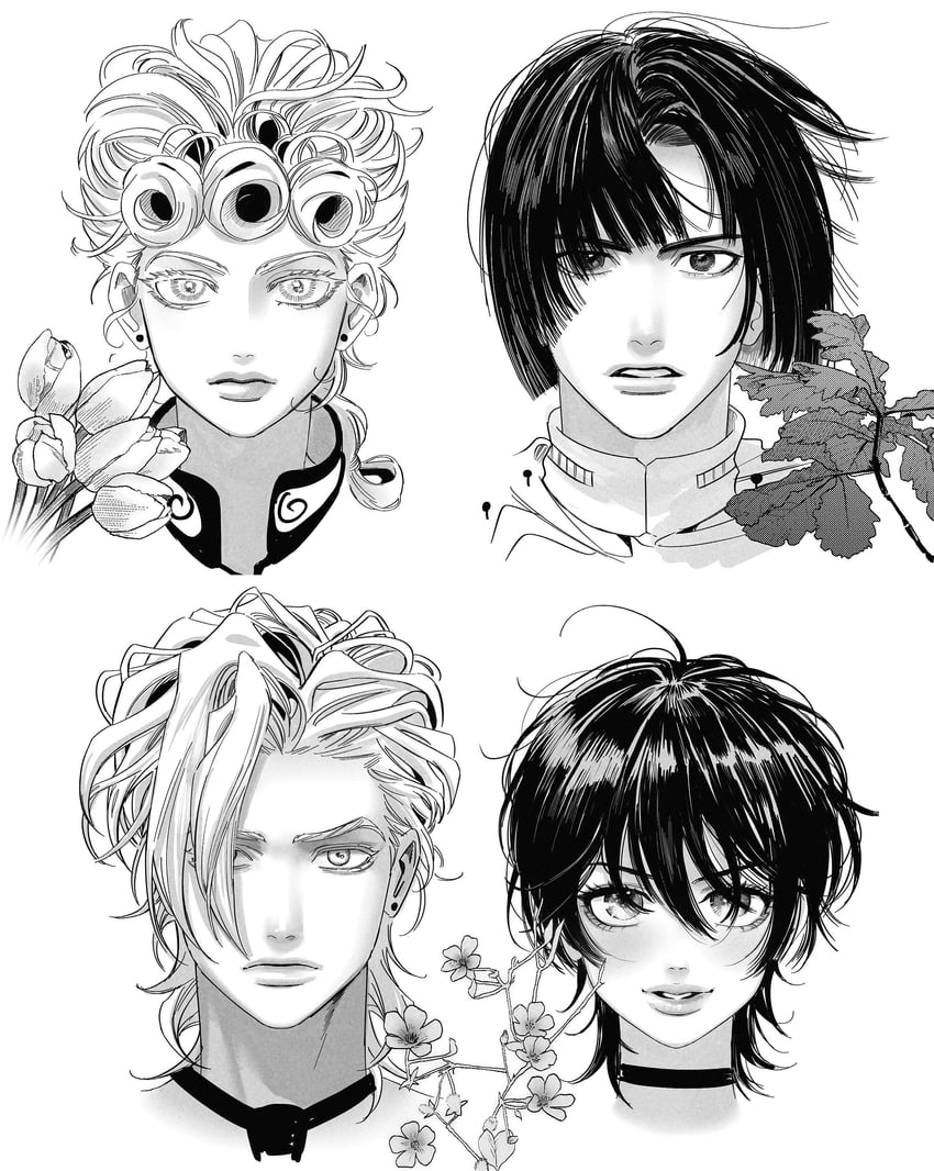 giorno giovanna, bruno bucciarati, narancia ghirga, and pannacotta fugo (jojo no kimyou na bouken and 1 more) drawn by r_aison
