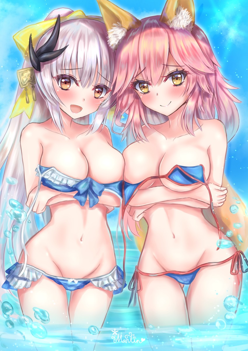 tamamo, kiyohime, and tamamo no mae (fate and 2 more) drawn by martinreaction
