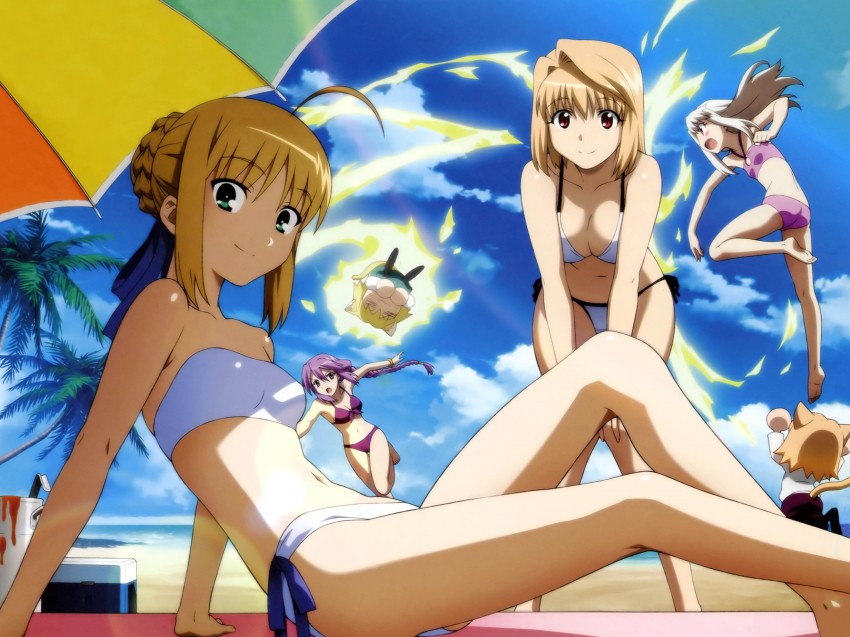 artoria pendragon, saber, illyasviel von einzbern, arcueid brunestud, sion eltnam, and 3 more (fate and 5 more) drawn by morita_kazuaki