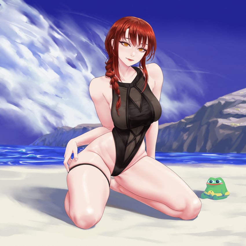 makima and pepe the frog (chainsaw man) drawn by gabriel_carrasquillo