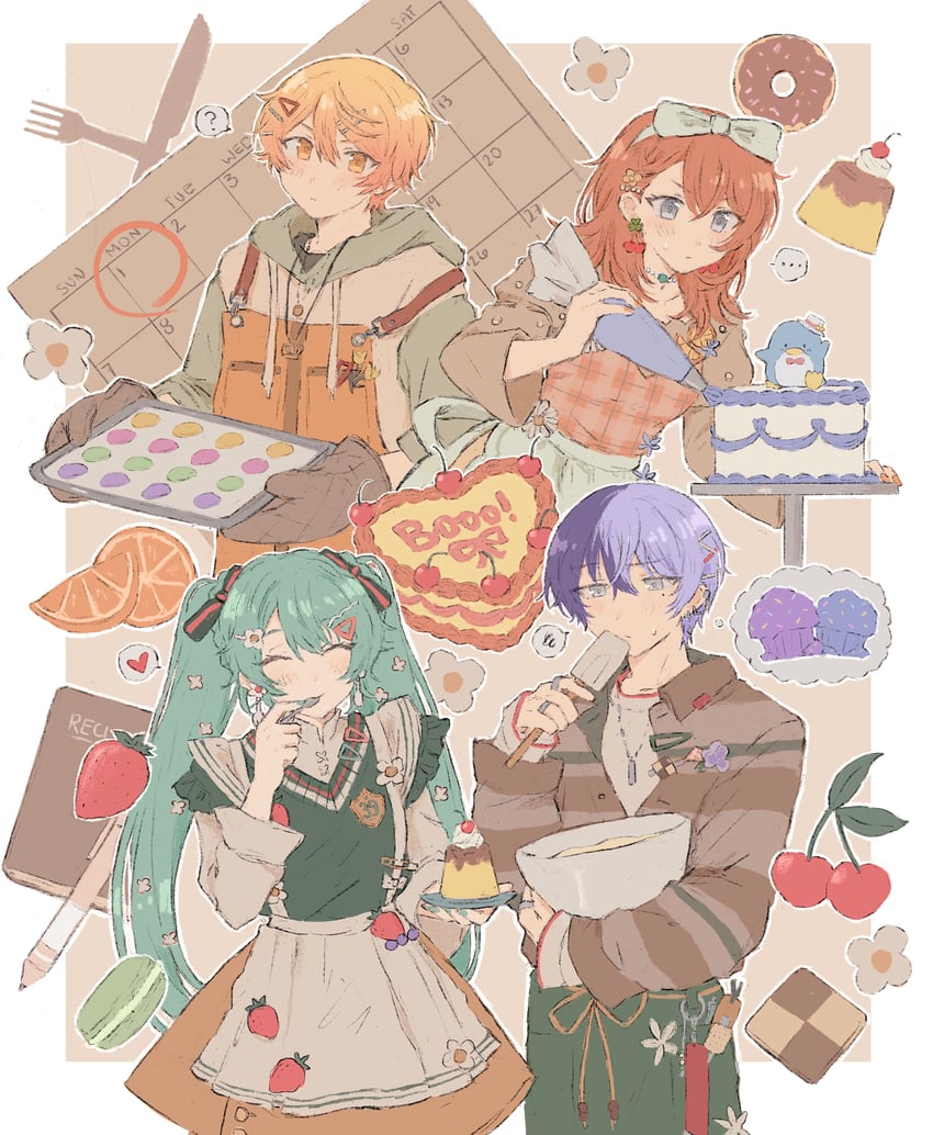 hatsune miku, tenma tsukasa, aoyagi touya, and hanasato minori (vocaloid and 2 more) drawn by sana5353