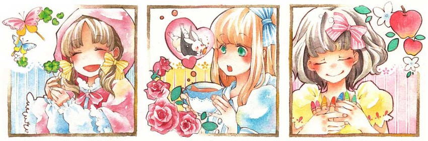 alice, little red riding hood, and snow white (original and 3 more) drawn by iinuma_chika