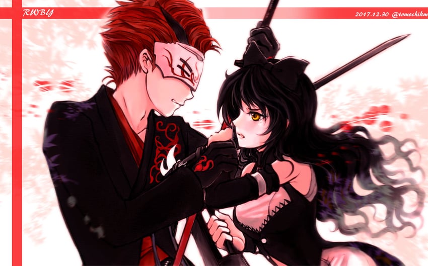 blake belladonna and adam taurus (rwby) drawn by tomo_(tomo201403go)