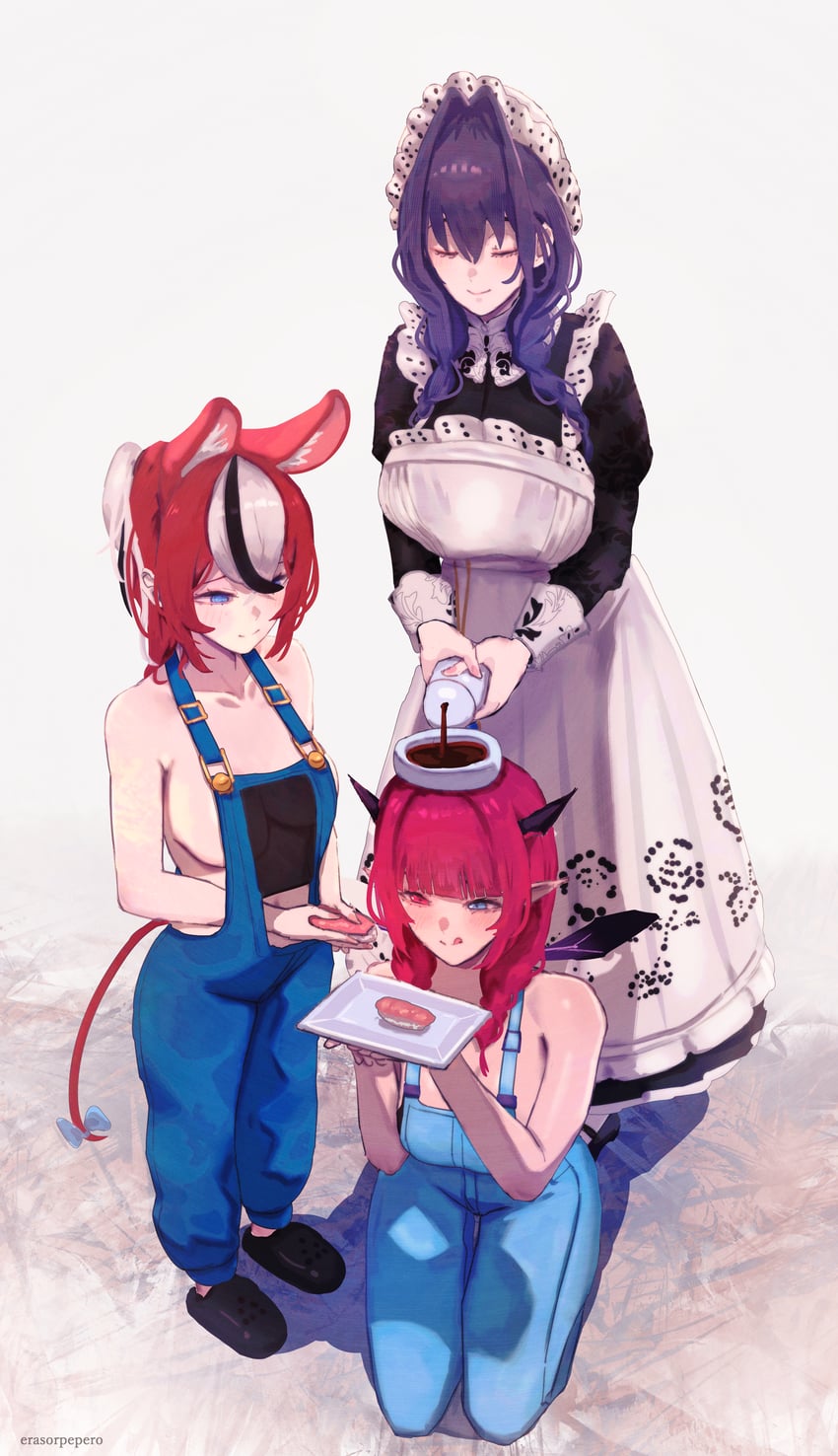 ouro kronii, hakos baelz, and irys (hololive and 1 more) drawn by erasorpepero