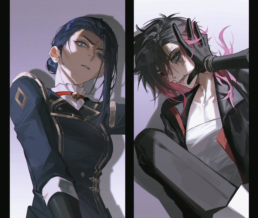 vi, caitlyn, arcane vi, and arcane caitlyn (league of legends and 1 more) drawn by shayu_pao_jiao