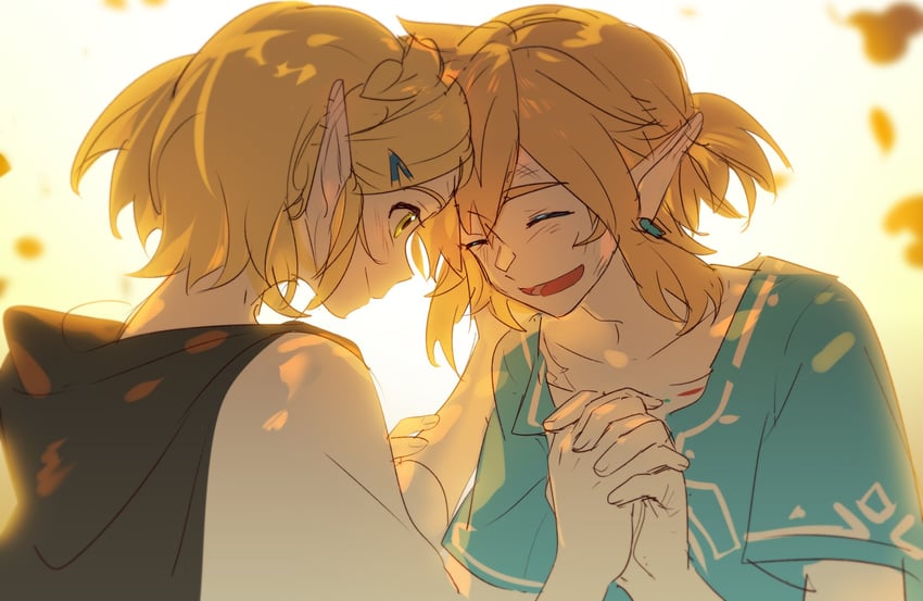 link and princess zelda (the legend of zelda and 1 more) drawn by iotaone
