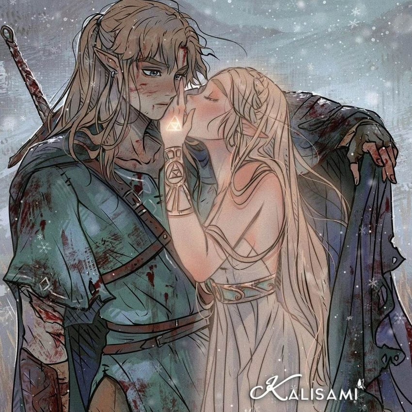 link and princess zelda (the legend of zelda and 1 more) drawn by kalisami1